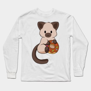 Siamese Cat with donut Long Sleeve T-Shirt